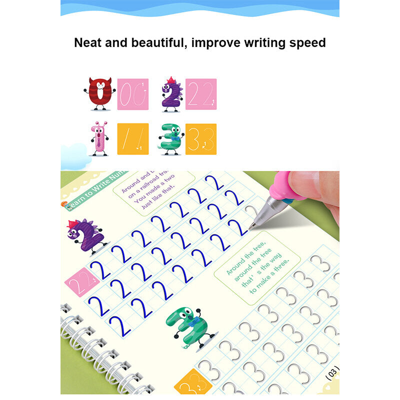 SET X 5 CUADERNOS DE CALIGRAFÍA MÁGICOS REUTILIZABLE CAJA DE REGALO