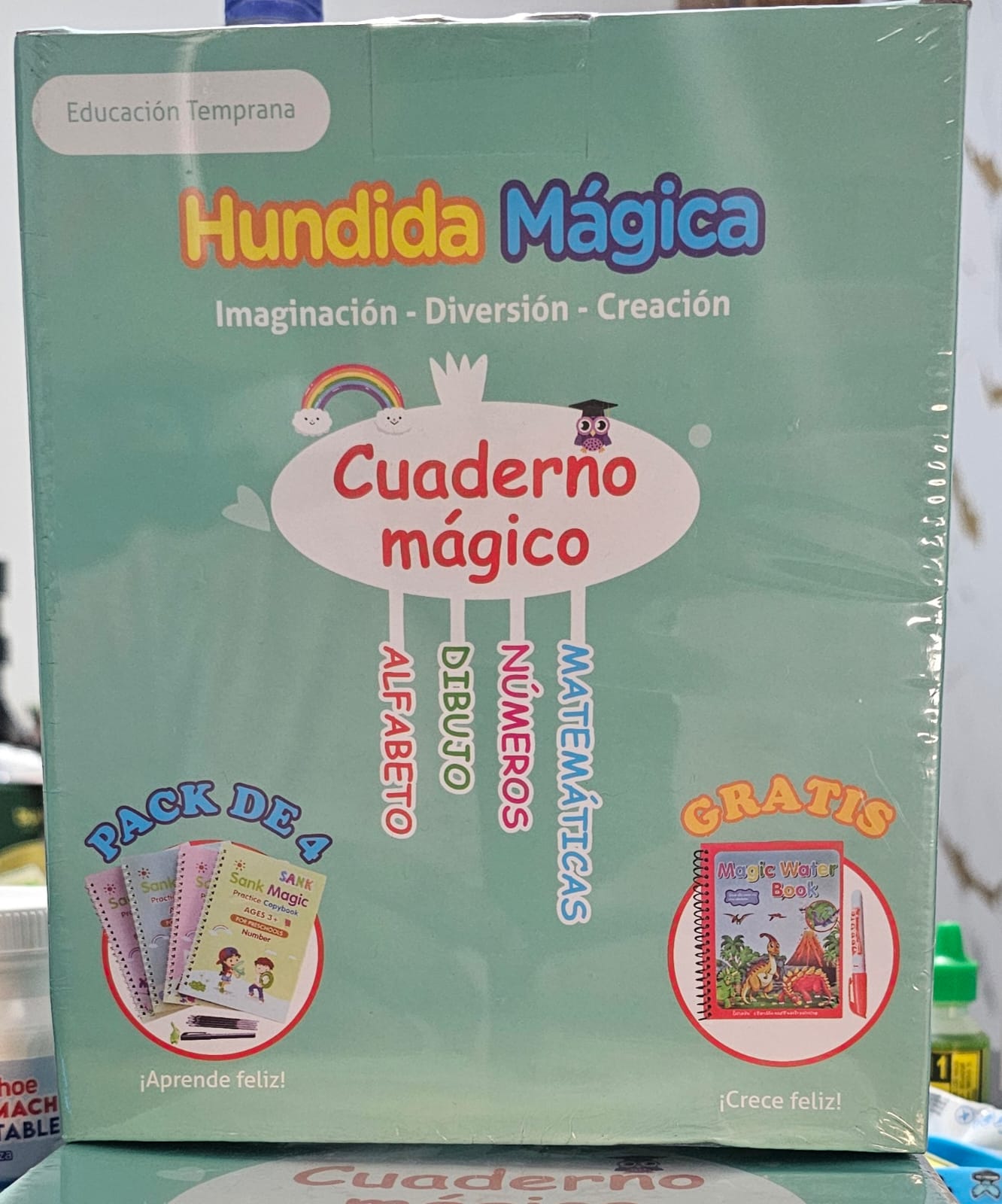 SET X 5 CUADERNOS DE CALIGRAFÍA MÁGICOS REUTILIZABLE CAJA DE REGALO
